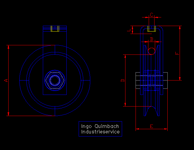 Edelstahl Seilrolle 40mm mit Innengewinde M8/M10