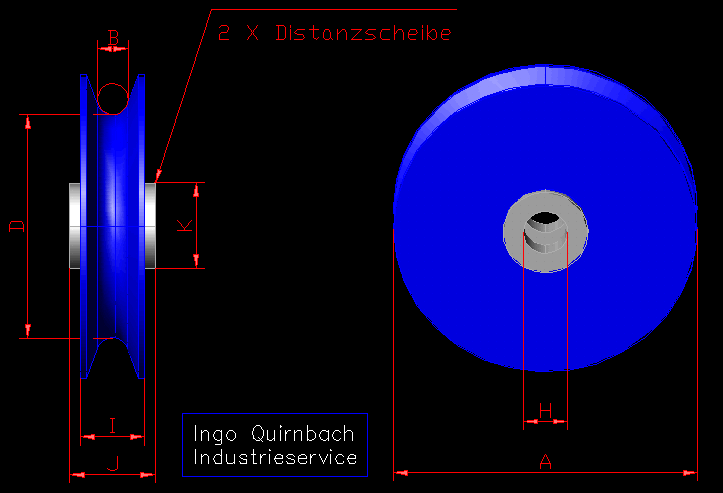 80mm Seilrolle Edelstahl mit Kugellager 15mm bis 180°C